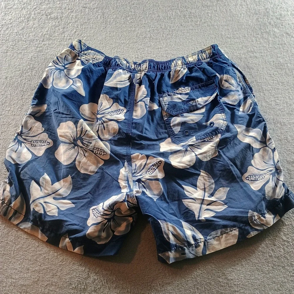 Tommy Bahama Mens Relax Swim‎ Trunks Blue Hibiscus Floral Medium 6in Inseam